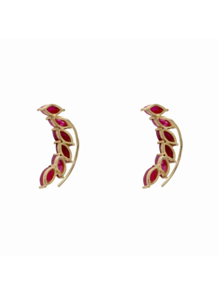 Pendientes estilo trepador con piedras de color para invitada