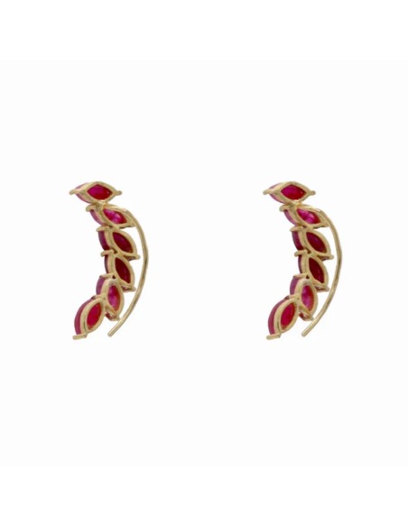 Climber-style earrings with colored stones