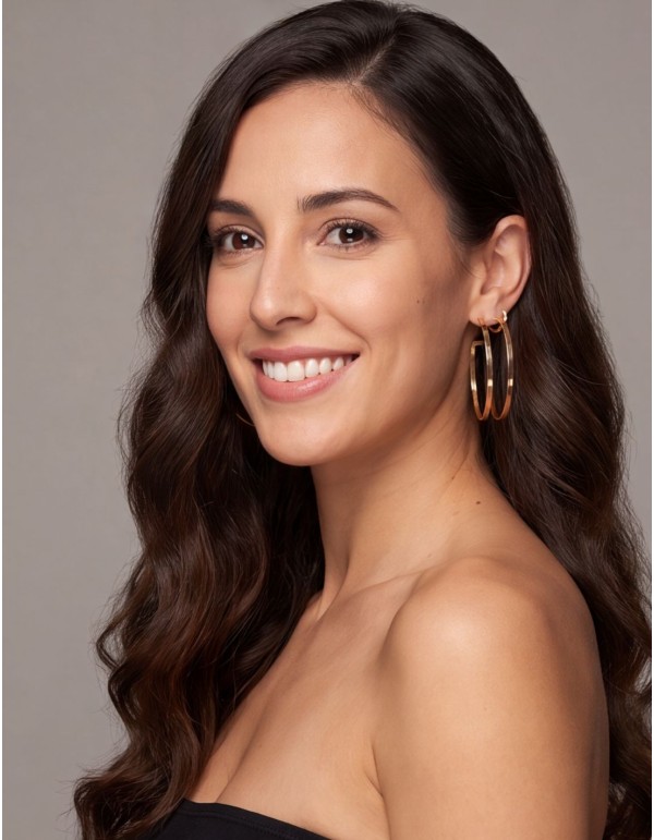 Large double-hoop gold earrings