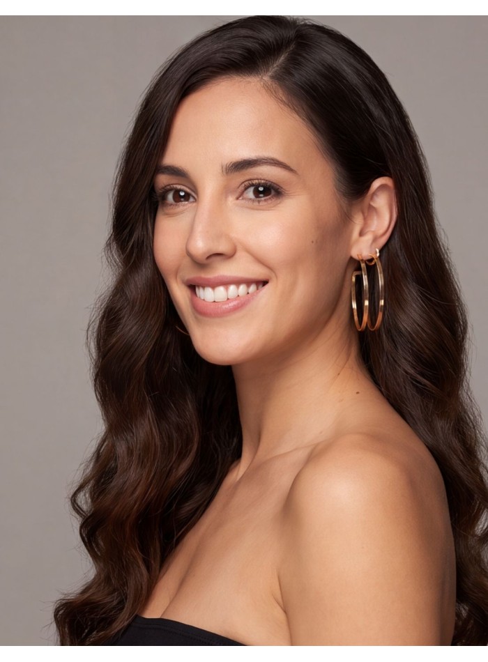 Large double-hoop gold earrings