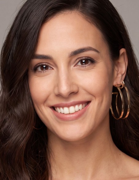 Large double-hoop gold earrings