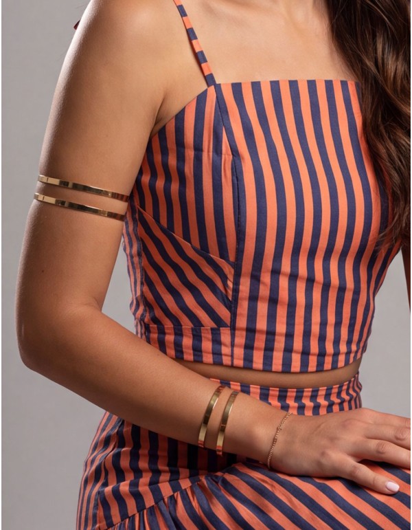 Set of adjustable gold-tone bracelet and bangle