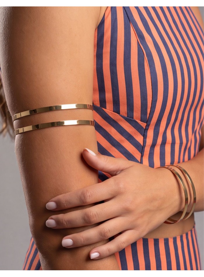 Set of adjustable gold-tone bracelet and bangle