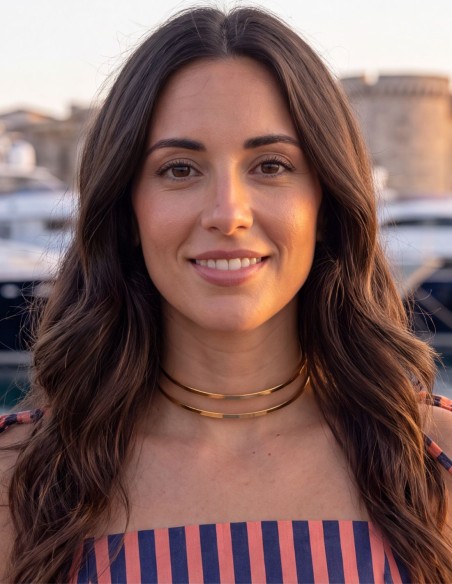 Collier ras-du-cou double rigide doré