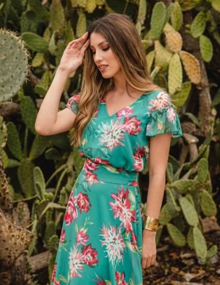 Blouse à manches courtes avec encolure en V, imprimée
