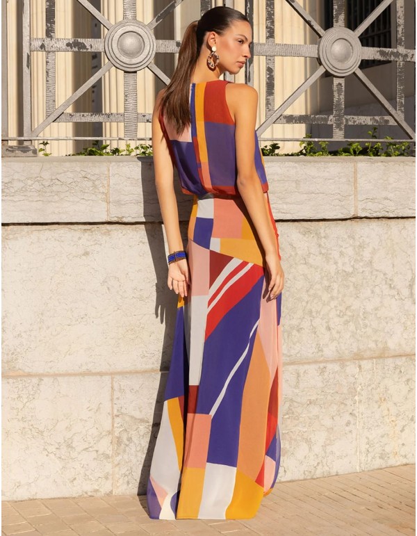 Robe longue en mousseline imprimée, avec un décolleté... 2