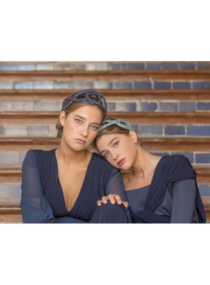 Marine cross-braided headband by Margarita Sangiovanni