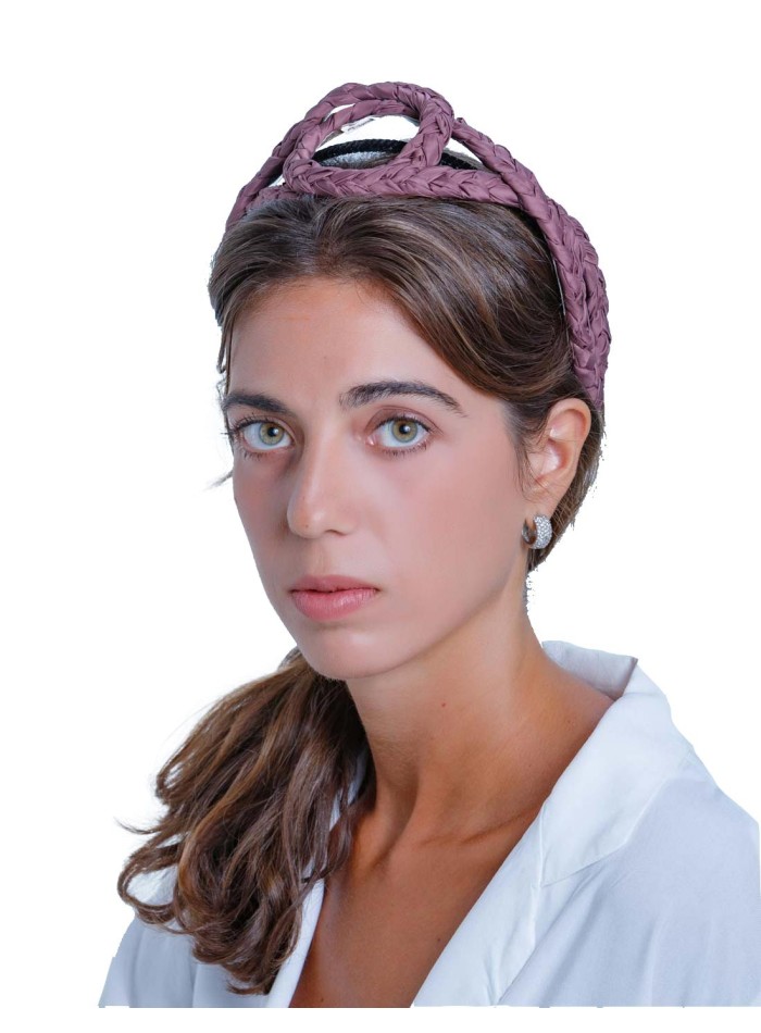 Aubergine cross-braided headband by Margarita Sangiovanni
