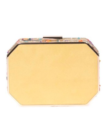 Yellow clutch bag with side beading - special occassions