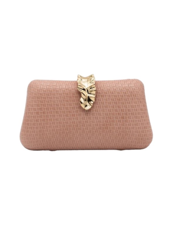Bolso para invitada con tejido rugoso y cierre dorado para boda