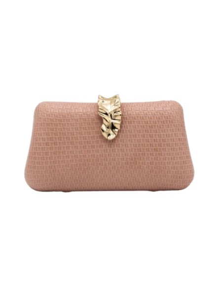 Bolso para invitada con tejido rugoso y cierre dorado para boda