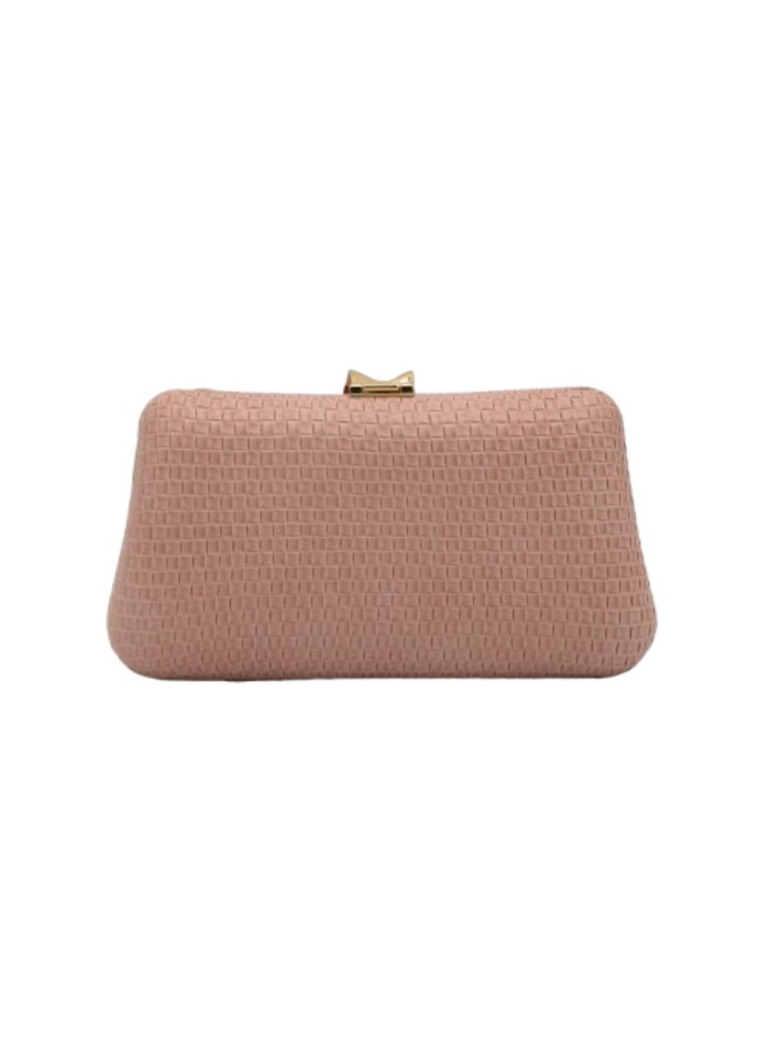 Bolso para invitada con tejido rugoso y cierre dorado para fiestas