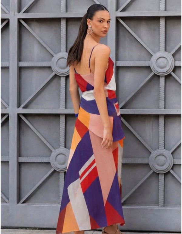 Robe midi pour invitée, en mousseline à motifs géométriques 2