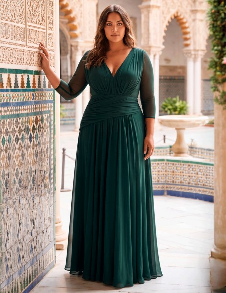plus-size bottle-green maxi dress
