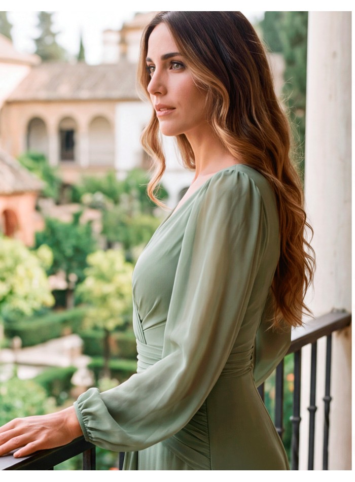 robe longue de mariée vert olive
