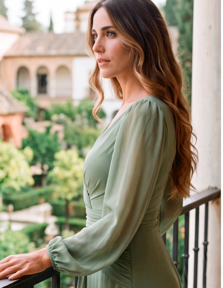 robe longue de mariée vert olive