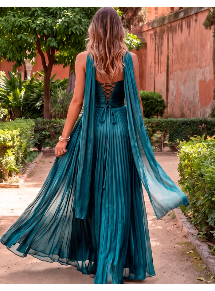 long emerald green evening gown combines elegance, sophistication