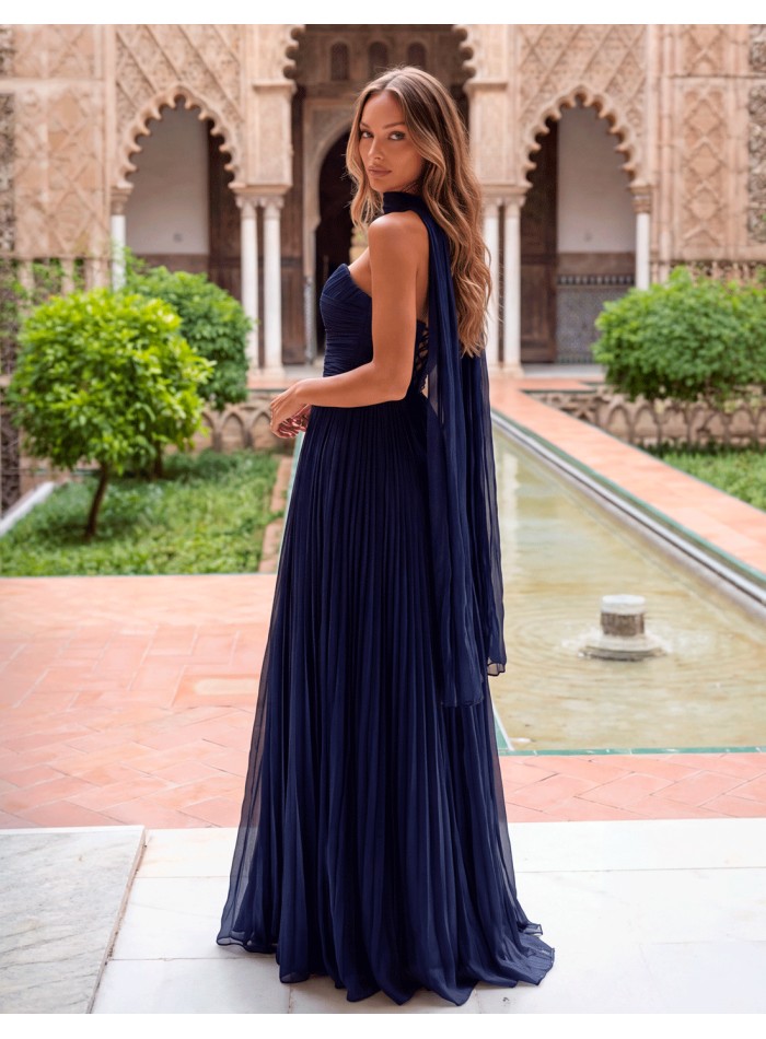 Robe de soirée longue bleu marine