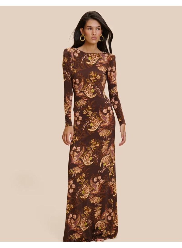 Long dress with a straight silhouette and a...