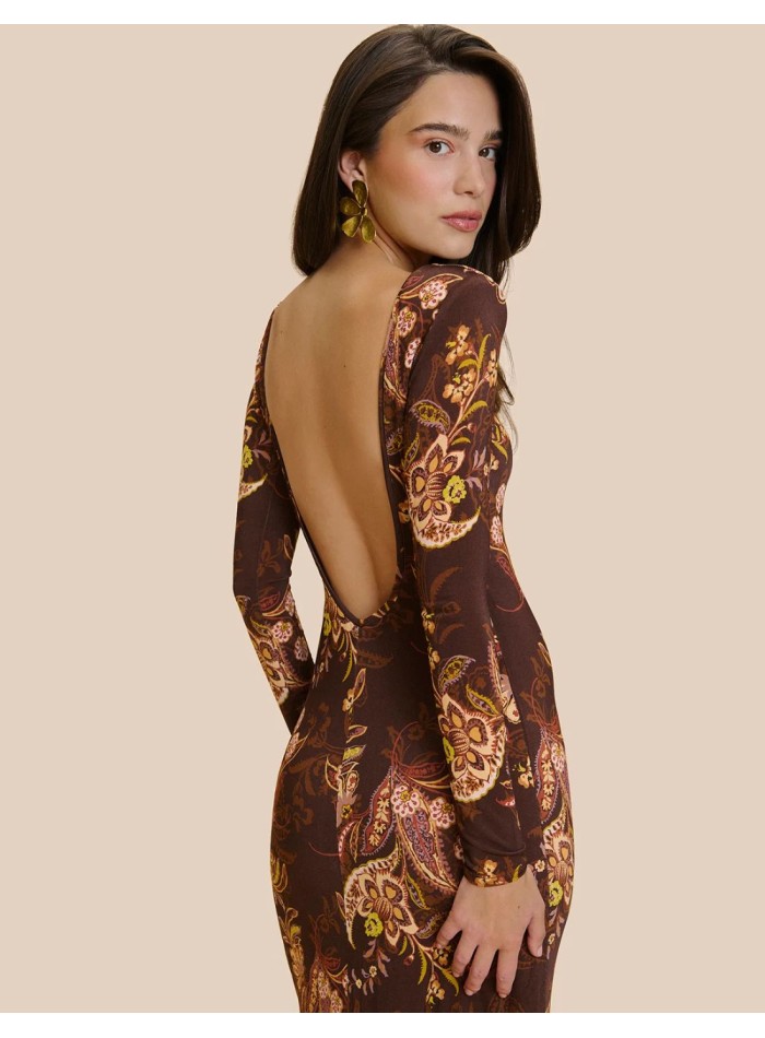 Vestido largo con silueta recta y estampado...