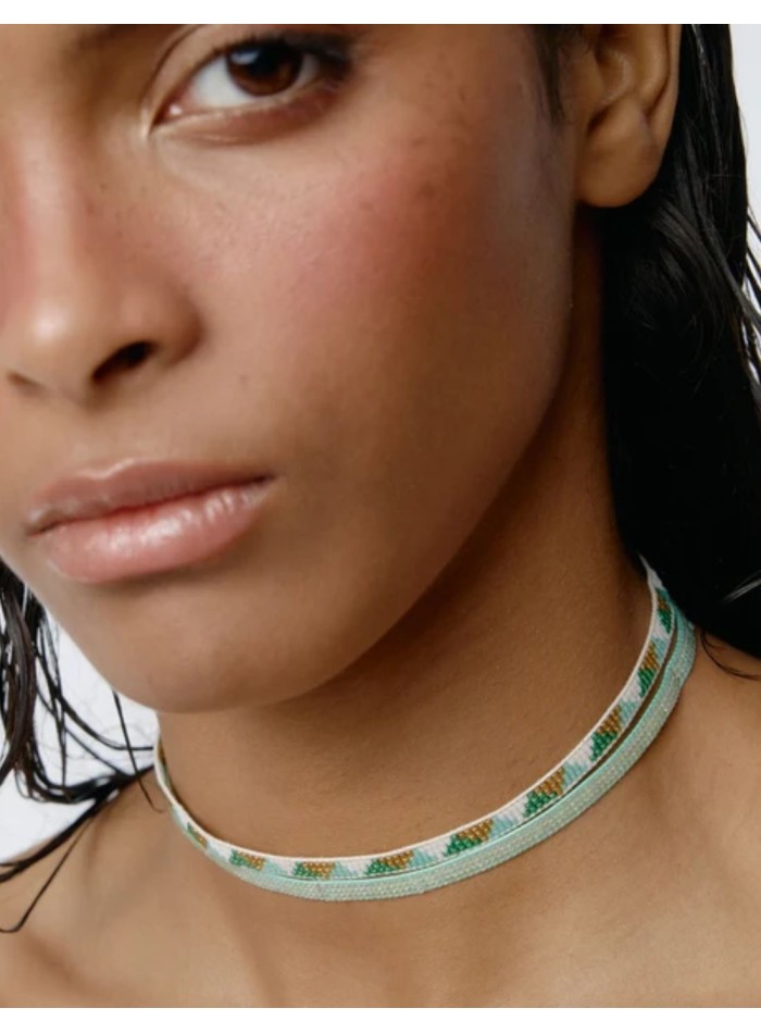 Handcrafted choker made of Japanese glass beads