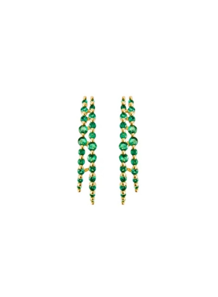 Pendientes dobles con circonitas verdes