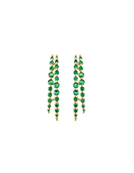 Pendientes dobles con circonitas verdes