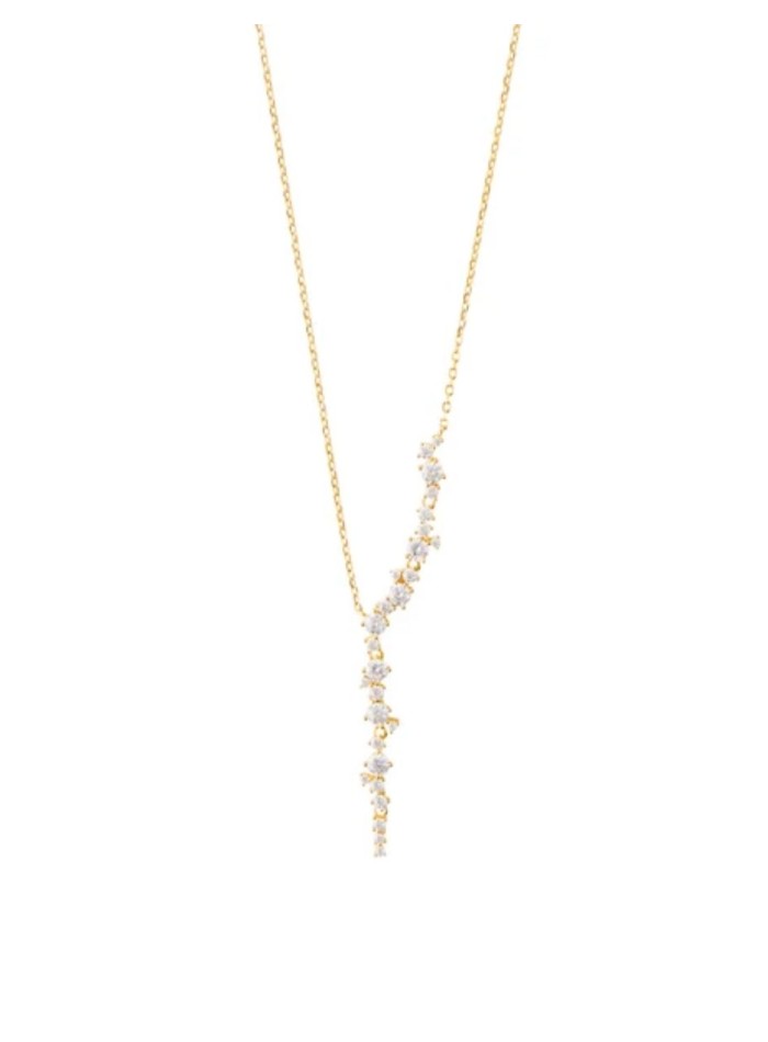 Colgante largo dorado con circonitas blancas