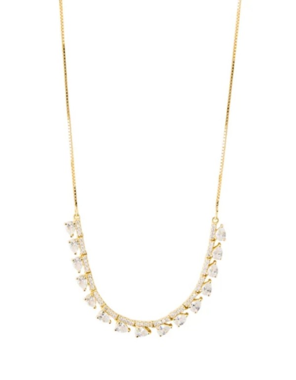 Pendentif doré orné de petits détails en zircone blanche 2