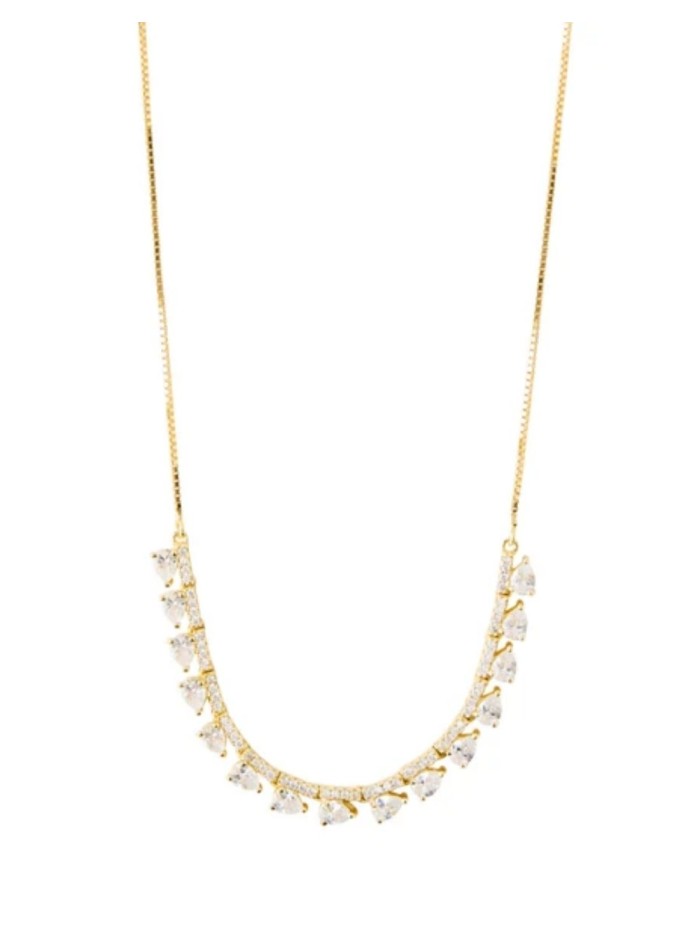 Gold pendant with small white cubic zirconia...
