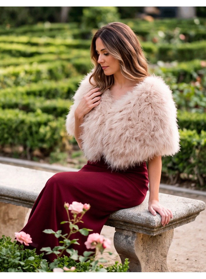 beige ostrich-feather stole
