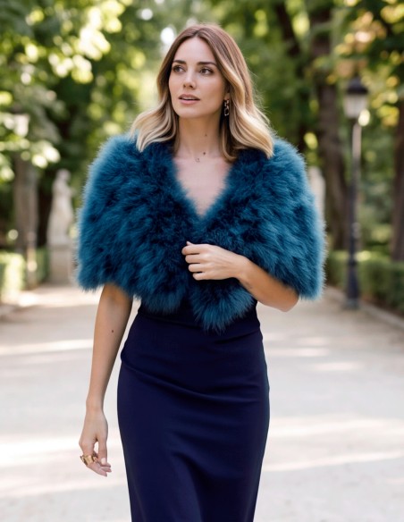 hand-dyed feather stole designed to add warmth, volume, and personality to your outfit