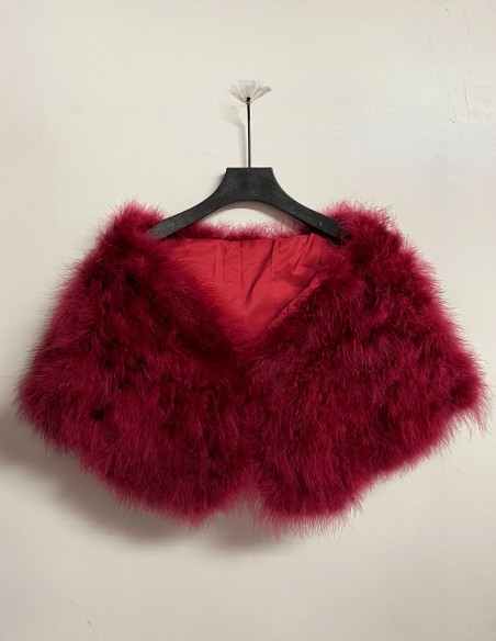 Handcrafted maroon feather stole for party dresses and elegant looks
