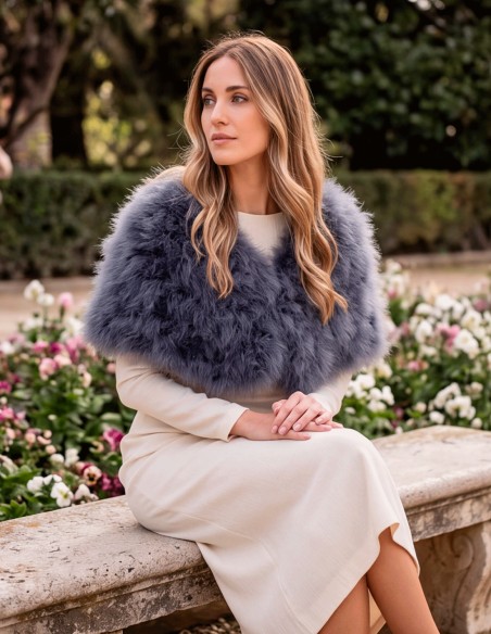 dark gray feather stole—a sophisticated, timeless shade perfect for adding texture