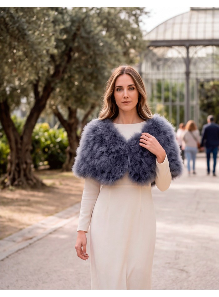 Anthracite gray feather stole for fall and winter dresses and outfits
