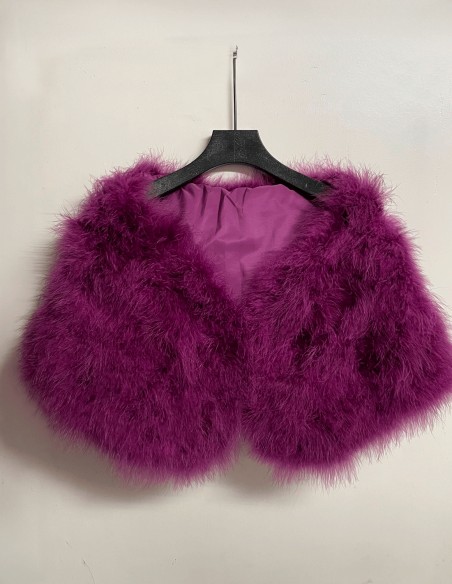A feather stole in bougainvillea—vibrant, feminine, and full of personality. Hand-dyed,