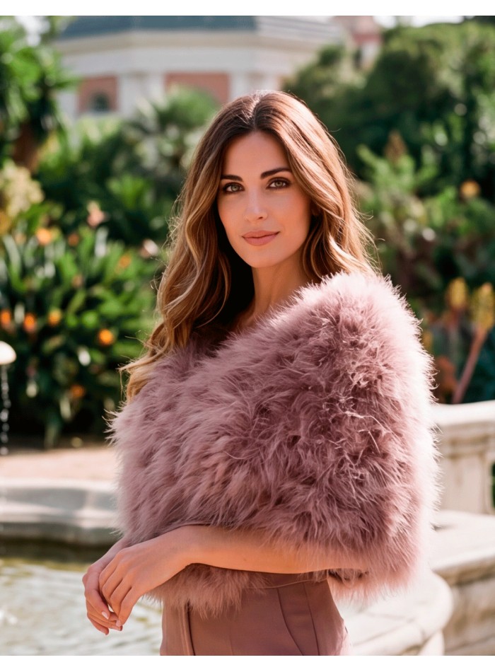 Estola de plumas rosa viejo