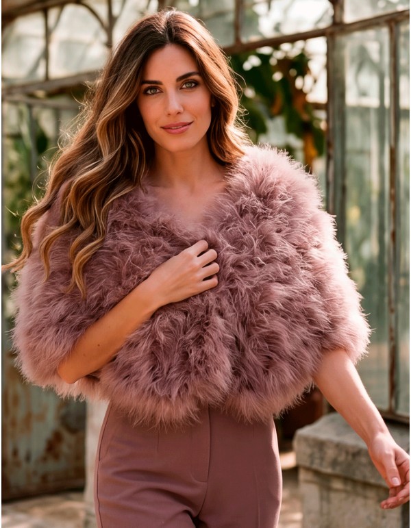 Handcrafted pink feather stole, dyed dark by hand 2
