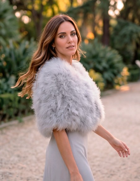 light gray feather stole