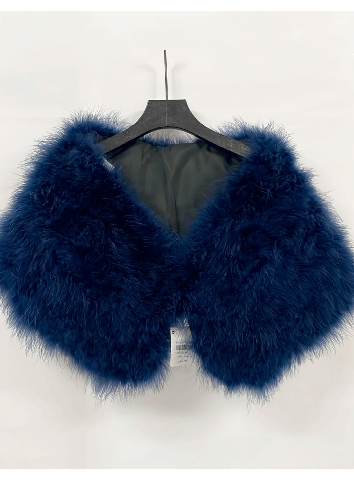 Midnight blue feather stole for dresses and sophisticated looks
