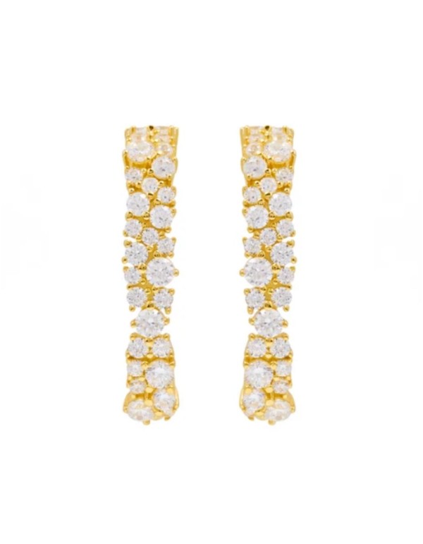 Ear cuff dorado con piedras circonitas blancas de plata de ley 2