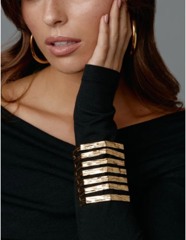 Gold-plated steel bracelet with seven adjustable strands