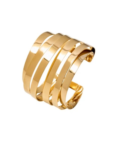 Brazalete de acero dorado de seis tiras ajustable