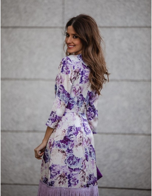 vestido midi estampado español con flecos 2