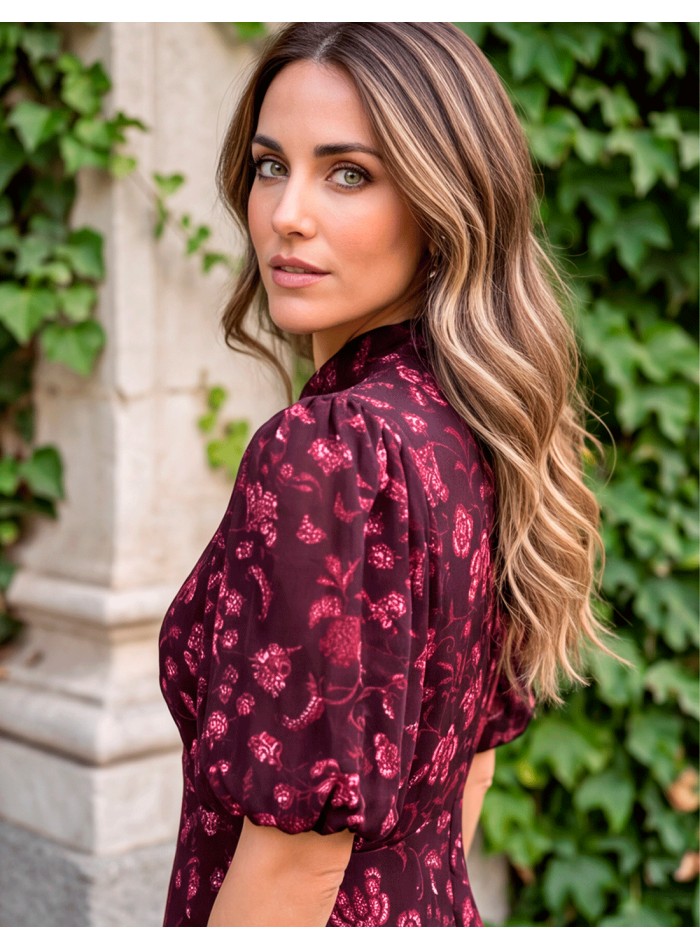 vestido midi buganvilla con estampado floral