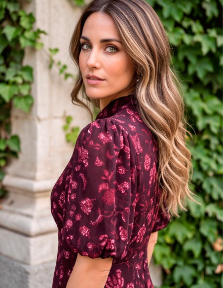vestido midi buganvilla con estampado floral
