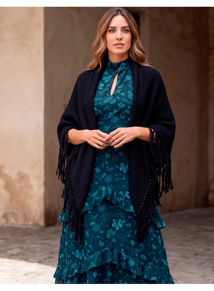 Robe midi bleue à imprimé floral