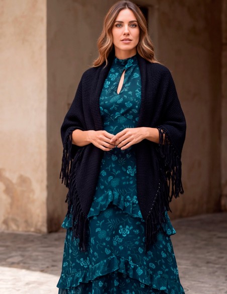 Robe midi bleue à imprimé floral