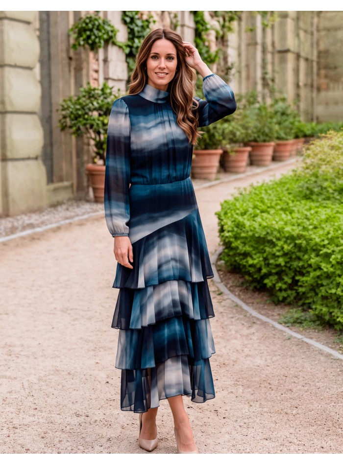 robe midi à manches longues imprimée