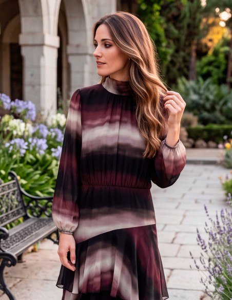 maroon printed midi dress
